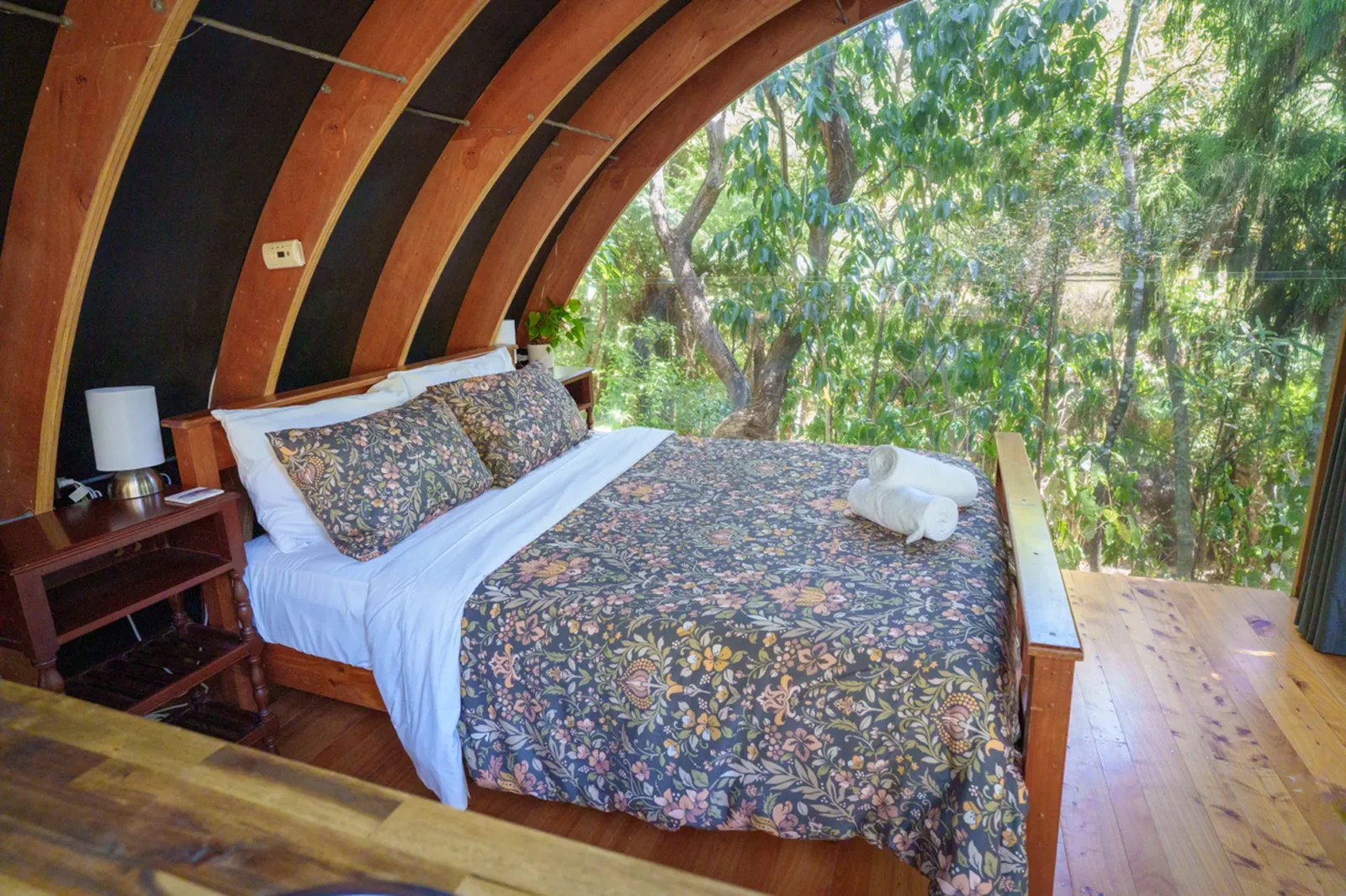 Bedroom in the Forest Cabin at Totara Enclave