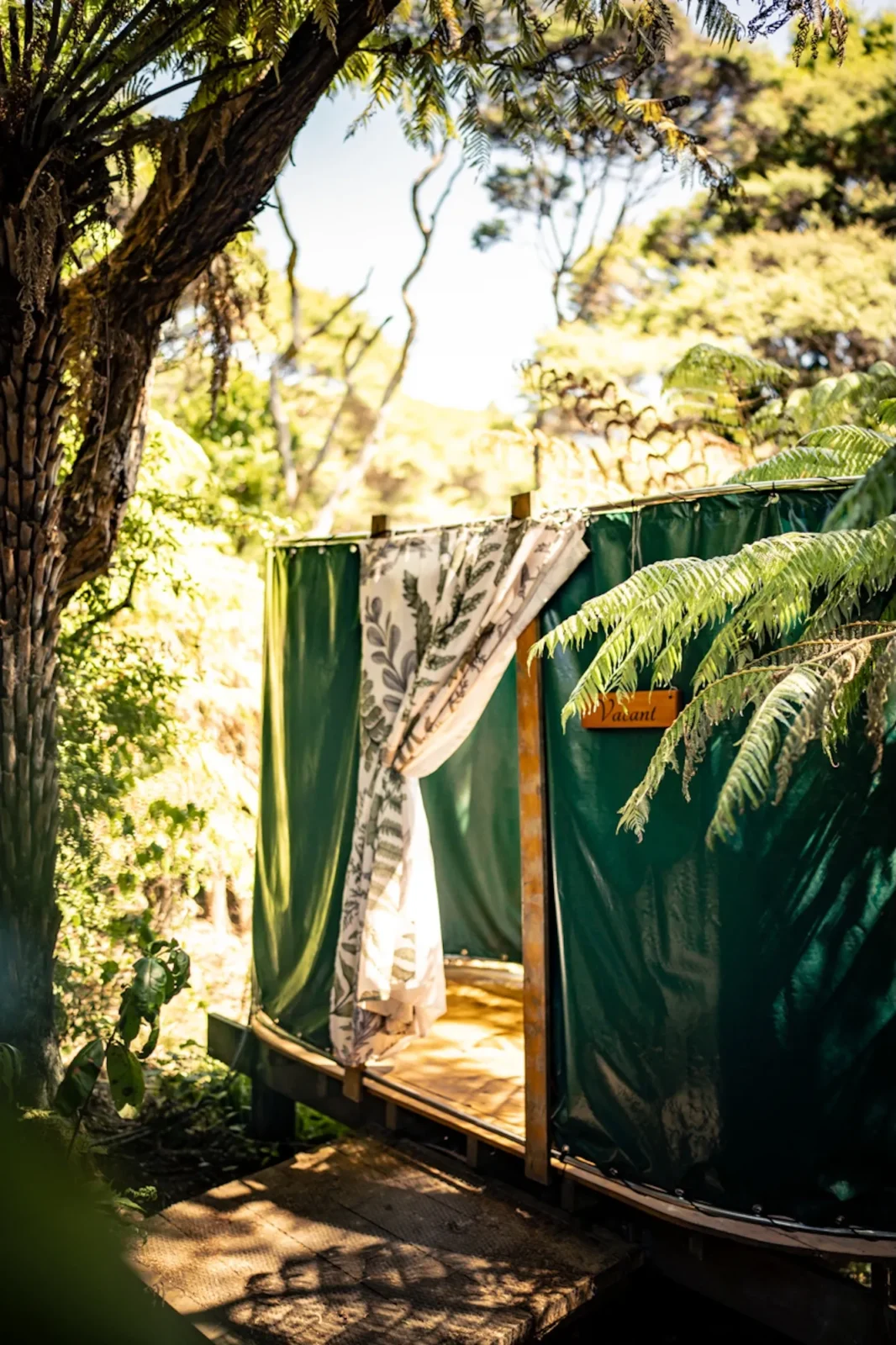 Entry to the outdoor shower at Totara Enclave